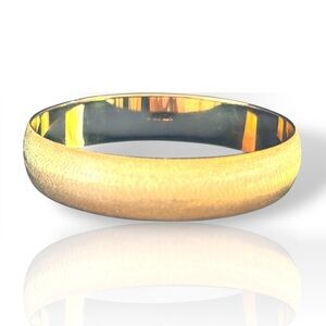 Vintage Monet Bangle Bracelet Gold Tone Filigree Signed Round Stackable Texture